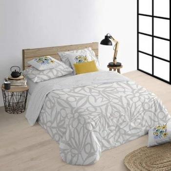 Funda Nórdica 100% Algodón Orgánico con Botones Lucea Gris - 140x200 cm, Mayor Suavidad y Certificación Oeko-Tex