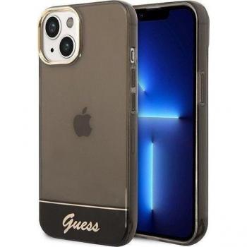 Funda de Silicona Translúcida Guess para Apple iPhone 14 Plus Color Negro con Logo Dorado