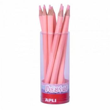 Apli Lapices Jumbo Pastel Rosa - Mina 5mm - Forma Triangular Para Niños - Pack 18 unidades