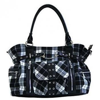 Banned Apparel ROCKABILLY Tartán/de Cuadros Bolso de hombro - Blanco