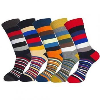 FULIER Calcetines Para Hombre 5 Pares algodón rico cómodo, transpirable, diseño elegante calcetines de colores de moda