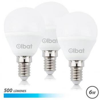 Elbat Pack de 3 Bombillas LED G45 de 6W - 500 Lúmenes - Casquillo E14 - Luz Fría