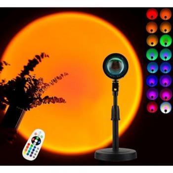 Lámpara del Atardecer COSHANO con USB, Luz LED Ajustable 16 Colores y Mando a Distancia (Con Base)