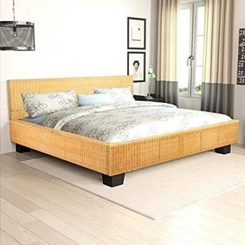 vidaXL tejida a mano real de ratán natural Cama 180 x 200 cm