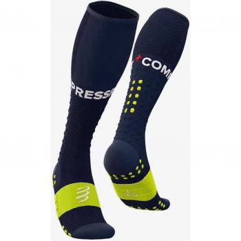 Calcetines Compressport Full Socks Run Hombre Azul y Amarillo T1