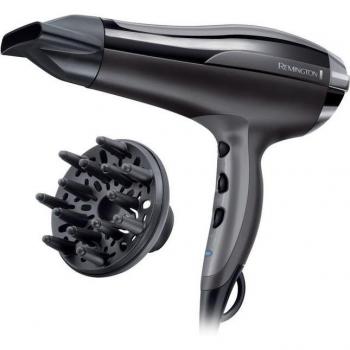 Remington D5220 Pro-Air Turbo Secador de Pelo Iónico, 2400W, Negro, con Concentrador y Difusor, 3 Temperaturas, 2 Velocidades, Función Turbo, Rej