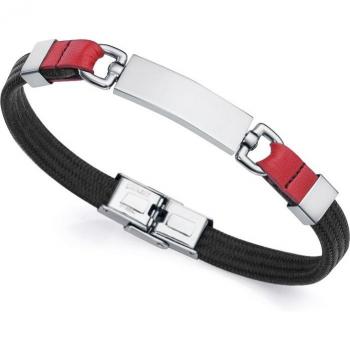 Pulsera Magnum Viceroy de nailon negro y piel roja con motivo en acero