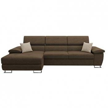 Sofá rinconero Comfivo 192 con función de descanso y caja de ropa de cama, medidas 275x170x71cm