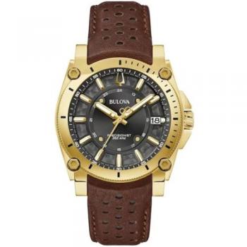 Bulova Precisionist Icon Men's Brown Leather Watch 40mm Quartz Analog 97B216