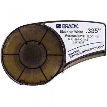 Brady Etiquetas termorretráctiles M21-187-C-342, color negro sobre fondo blanco, 8,51 mm x 2,10 m, compatibles con impresoras M210, M210-LAB, M211 y