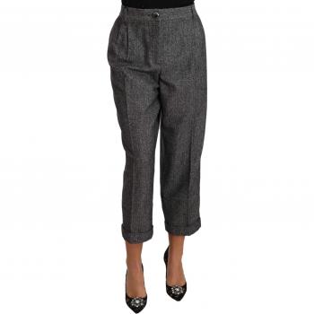 Dolce & Gabbana Gray Wool Pleated Cropped Trouser Pants - IT48|XXL
