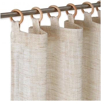 Cortina confeccionada visillo semitransparente beige 300x260 cm