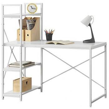 Mesa Escritorio Stavanger con Estantería Lateral de Metal y Aglomerado 120x60x122 cm - Blanco