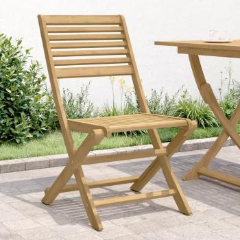 Set de 2/4 Sillas de Jardín Plegables de Madera Acacia con y sin Reposabrazos, Dimensiones: 48,5x61,5x87 cm, Color Marrón