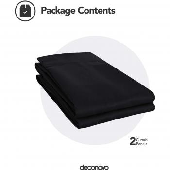 Deconovo Opaca Cortina Térmica Aislante y Ruido Reducción con Ojales 2 Piezas 168 x 229 cm Negro