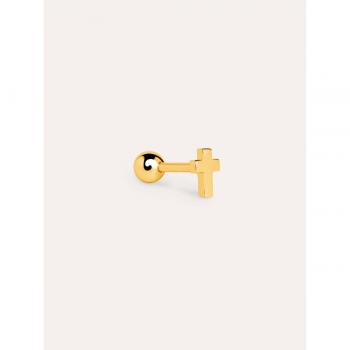Pendiente Suelto Singularu Mini Cruz Bañado en Oro de 18 Kt - Joya Elegante y Moderna para Mujer