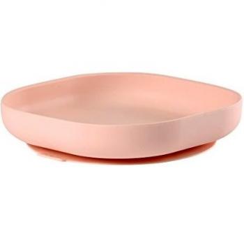 Béaba - Plato de silicona con ventosa, Color Rosa
