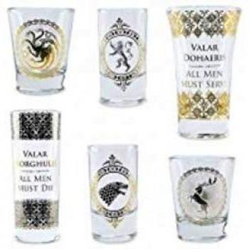 Game Of Thrones Vasos Set of 6 Black and Gold Premium Juego de Tronos, 6 Unidad