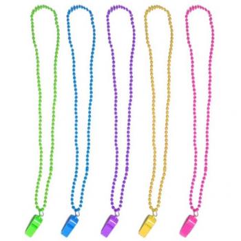 Collar con Silbato Surtidos 42 cm - Paquete de 12 Unidades en Colores Variados