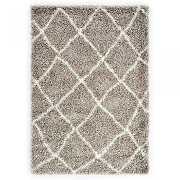 vidaXL Alfombra Bereber Peluda PP Color Arena/Beige 120x170cm Decoración Hogar Flequillos Hechos a Mano Tradicional Moderna Elegante Suave Duradera