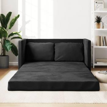 2-in-1 Black Velvet Floor Sofa Bed 122x204x55 cm
