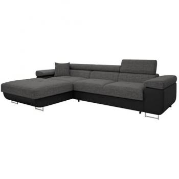 Sofá rinconero Comfivo S102, gris, con función de descanso y caja de ropa de cama, 280 x 170 x 70 cm