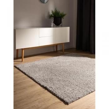 Alfombra de Pelo Largo Gris Claro 160x160 cm - Minimalista y Suave