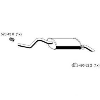 Silenciador trasero ERNST 522069 para Renault Clio 2, sistema de escape original, 1070 mm
