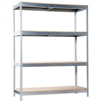 Estantería Simonforte 1804-4 Chipboard Galva/Madera, 2000x1800x450 mm, capacidad de 600 kg de punto de flexión, con 4 estantes de madera, ideal para almacen