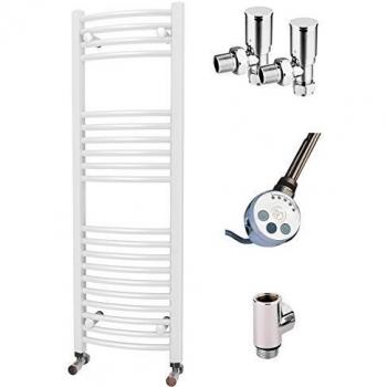 Termostático Dual de combustible blanco toallero curvado 1200 mm x 400 mm