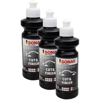 SONAX 3 x 02251410 ProfiLine Cut & Acabado silikonfrei Lija abrillantador Tube 250 ML