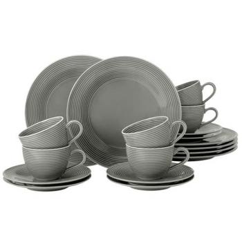 Servicio de café Seltmann Weiden Beat 18 piezas Porcelana Color Glaseado Perlgrau para 6 personas