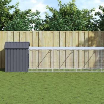 vidaXL Chicken Cage with Run Anthracite 117x81.3x123 cm Galvanised Steel