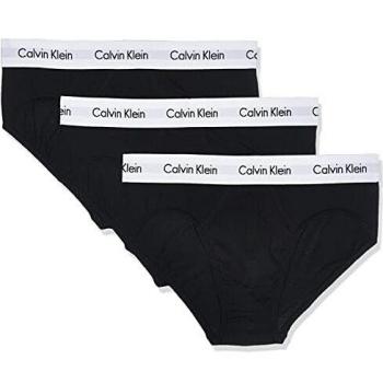 Calvin Klein 3 Pack Black Cotton Stretch Hip Briefs Men's Small