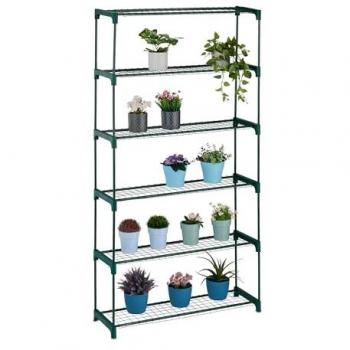 Estantería Metálica para Plantas, 6 Niveles, Soporte Verde para Macetas de Flores y Hierbas, 173x91x28.5 cm - Relaxdays