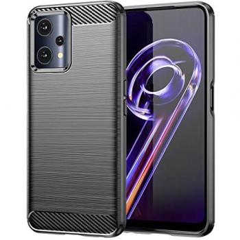 Funda Antigolpes de Silicona Negra para Realme 9 Pro/Realme 9 5G con Diseño de Fibra de Carbono y Resistente a la Absorción de Choque, Compatible con Carga Inal