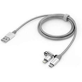 Cable 2 en 1 Verbatim para Ordenador - Carga Rápida y Transferencia de Datos con Conectores USB A Micro-USB B/Lightning, Aluminio Gris