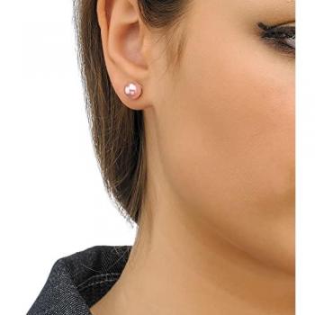 Pendientes de Plata para Mujer Majorica, modelo 00322.11.2.000.701.1, con perla rosa redonda de 6 mm, cierre tipo pincho, elaborados en plata rodiada y pertenecientes a