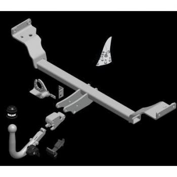 Enganche de remolque desmontable Brink 590200 con sistema de liberación rápida, capacidad de carga hasta 2,500 kg, compatible con vehículos específicos, incluye kit de instalación y homologación