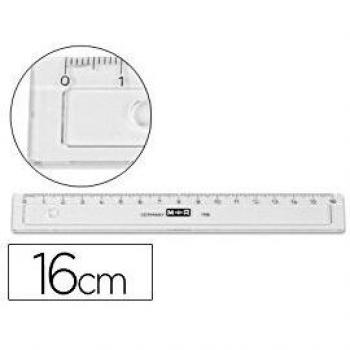 Regla m+r 16 cm plastico transparente con bisel