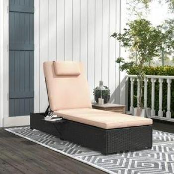 Tumbona Nila Outsunny Reclinable 5 Niveles Ratán Negro/Beige 35X196x62 Cm