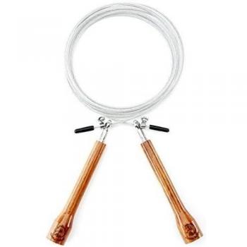 Golden Stallion - Speed Rope - Comba para fitness, Crossfit, Boxeo, MMA, WODs - Speed Rope con mango de madera y rodamientos - Muy Rápido giratorio - Longitud Ajustable - Con Cuerda Para