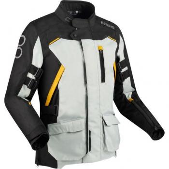 Bering Chaqueta de Moto Zephyr Textil Impermeable Negro-Gris-Amarillo (Tamaño S)