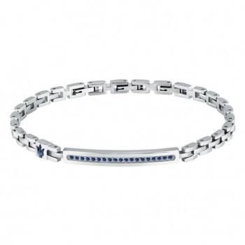 Pulsera Maserati Iconic Hombre Acero Azul Plateado con Cristales 18+3.5cm