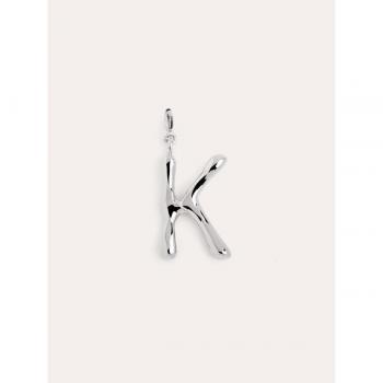 Charm Letter XL inicial K - Colgante en Latón bañado en rodio