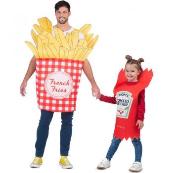 Disfraz de Patatas Fritas y Ketchup para toda la familia