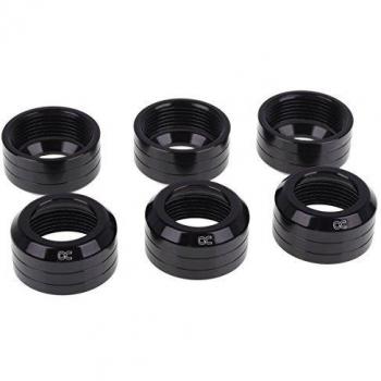 AlphaCool 17414 Eiszapfen 13mm HardTube Union Nut modding Pack 6 - Deep Black Refrigeración Líquida Conectores