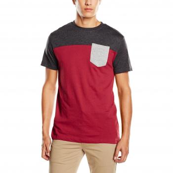 3-Tone Pocket T-Shirt Urban Classic Burgundy/Charcoal/Grey
