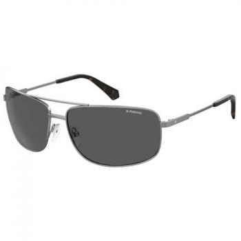 Polaroid Matte Black Green Polarized Rectangle Sunglasses for Men