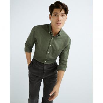 Camisa de hombre casual lisa de franela manga larga Mirto